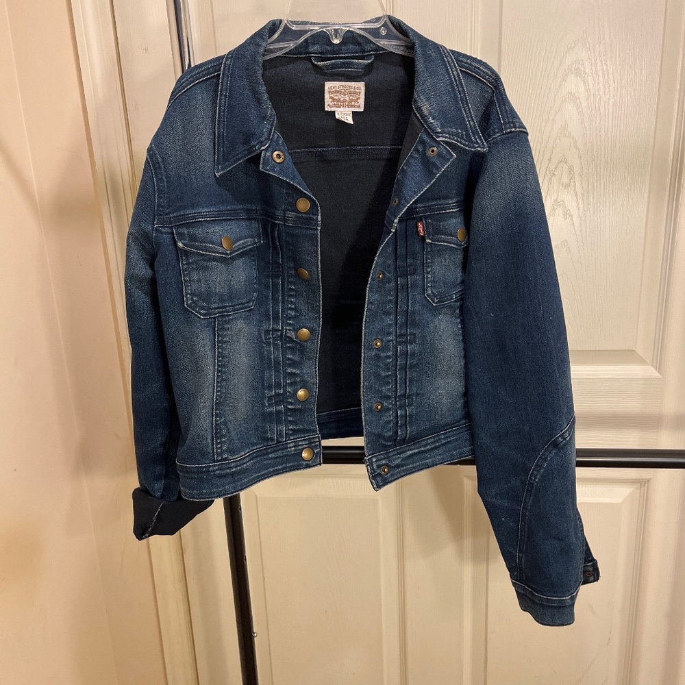 Cropped stretch denim jacket